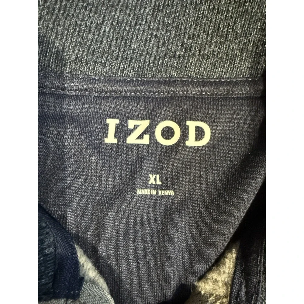 IZOD 1/4 Zip Pullover Men XL Gray Heather Fleece Lined Sweater Knit Casual Golf‎